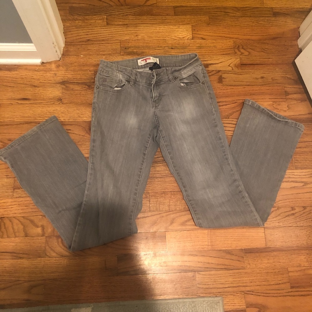 Grey bootcut jeans